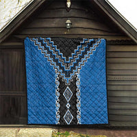 Blue Niho Taniwha Mix Poutama Quilt Unique Taniko Aotearoa