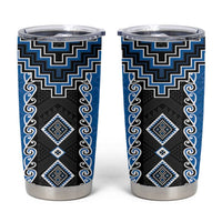 Blue Niho Taniwha Mix Poutama Tumbler Cup Unique Taniko Aotearoa