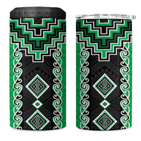 Green Niho Taniwha Mix Poutama 4 in 1 Can Cooler Tumbler Unique Taniko Aotearoa