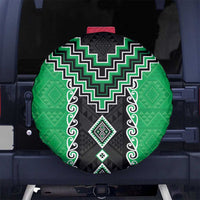 Green Niho Taniwha Mix Poutama Spare Tire Cover Unique Taniko Aotearoa