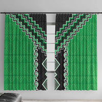 Green Niho Taniwha Mix Poutama Window Curtain Unique Taniko Aotearoa