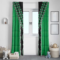 Green Niho Taniwha Mix Poutama Window Curtain Unique Taniko Aotearoa
