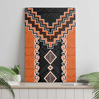 Orange Niho Taniwha Mix Poutama Canvas Wall Art Unique Taniko Aotearoa LT01 - Polynesian Pride