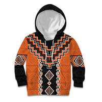 Orange Niho Taniwha Mix Poutama Kid Hoodie Unique Taniko Aotearoa LT01 Hoodie Orange - Polynesian Pride