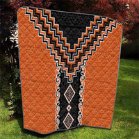 Orange Niho Taniwha Mix Poutama Quilt Unique Taniko Aotearoa