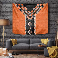 Orange Niho Taniwha Mix Poutama Tapestry Unique Taniko Aotearoa LT01 Orange - Polynesian Pride
