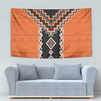 Orange Niho Taniwha Mix Poutama Tapestry Unique Taniko Aotearoa LT01 - Polynesian Pride