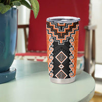 Orange Niho Taniwha Mix Poutama Tumbler Cup Unique Taniko Aotearoa