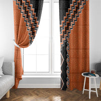 Orange Niho Taniwha Mix Poutama Window Curtain Unique Taniko Aotearoa