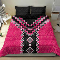 Pink Niho Taniwha Mix Poutama Bedding Set Unique Taniko Aotearoa