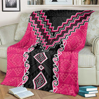 Pink Niho Taniwha Mix Poutama Blanket Unique Taniko Aotearoa