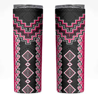 Pink Niho Taniwha Mix Poutama Skinny Tumbler Unique Taniko Aotearoa