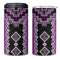 Purple Niho Taniwha Mix Poutama 4 in 1 Can Cooler Tumbler Unique Taniko Aotearoa