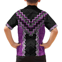 Purple Niho Taniwha Mix Poutama Kid Hawaiian Shirt Unique Taniko Aotearoa