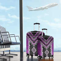 Purple Niho Taniwha Mix Poutama Luggage Cover Unique Taniko Aotearoa