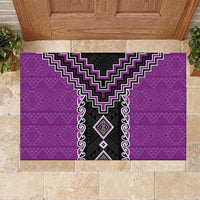Purple Niho Taniwha Mix Poutama Rubber Doormat Unique Taniko Aotearoa
