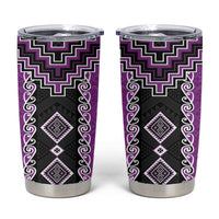 Purple Niho Taniwha Mix Poutama Tumbler Cup Unique Taniko Aotearoa