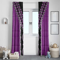 Purple Niho Taniwha Mix Poutama Window Curtain Unique Taniko Aotearoa