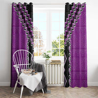 Purple Niho Taniwha Mix Poutama Window Curtain Unique Taniko Aotearoa