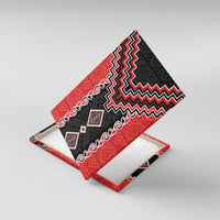 Red Niho Taniwha Mix Poutama Canvas Wall Art Unique Taniko Aotearoa