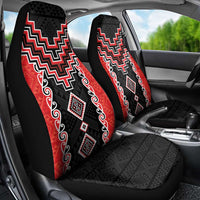 Red Niho Taniwha Mix Poutama Car Seat Cover Unique Taniko Aotearoa