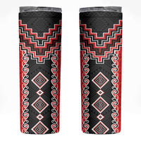 Red Niho Taniwha Mix Poutama Skinny Tumbler Unique Taniko Aotearoa
