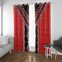 Red Niho Taniwha Mix Poutama Window Curtain Unique Taniko Aotearoa