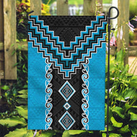 Sky Blue Niho Taniwha Mix Poutama Garden Flag Unique Taniko Aotearoa