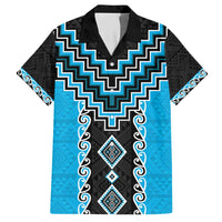 Sky Blue Niho Taniwha Mix Poutama Hawaiian Shirt Unique Taniko Aotearoa