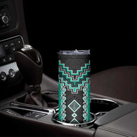 Teal Niho Taniwha Mix Poutama Skinny Tumbler Unique Taniko Aotearoa