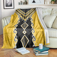 Yellow Niho Taniwha Mix Poutama Blanket Unique Taniko Aotearoa