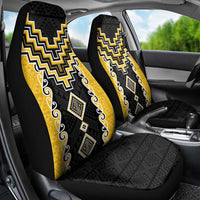 Yellow Niho Taniwha Mix Poutama Car Seat Cover Unique Taniko Aotearoa