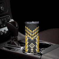 Yellow Niho Taniwha Mix Poutama Skinny Tumbler Unique Taniko Aotearoa