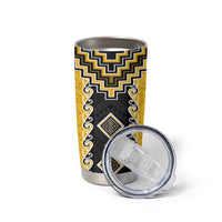 Yellow Niho Taniwha Mix Poutama Tumbler Cup Unique Taniko Aotearoa