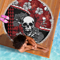 Hawaii Halloween Beach Blanket Hibiscus Skull Kakau Pattern LT01 - Wonder Print Shop