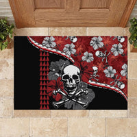 Hawaii Halloween Rubber Doormat Hibiscus Skull Kakau Pattern LT01 - Polynesian Pride