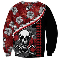 Hawaii Halloween Sweatshirt Hibiscus Skull Kakau Pattern LT01 - Polynesian Pride