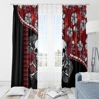 Hawaii Halloween Window Curtain Hibiscus Skull Kakau Pattern LT01 - Polynesian Pride