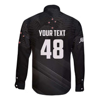 Custom New Zealand Cricket Long Sleeve Button Shirt Aotearoa Black Cap Come On LT01 - Polynesian Pride