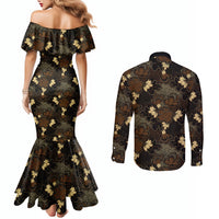 Javanese Batik Semen Couples Matching Mermaid Dress and Long Sleeve Button Shirt Indonesian Traditional Pattern LT01 - Polynesian Pride