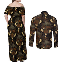 Javanese Batik Semen Couples Matching Off Shoulder Maxi Dress and Long Sleeve Button Shirt Indonesian Traditional Pattern LT01 - Polynesian Pride