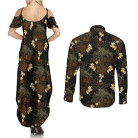 Javanese Batik Semen Couples Matching Summer Maxi Dress and Long Sleeve Button Shirt Indonesian Traditional Pattern LT01 - Polynesian Pride
