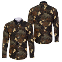 Javanese Batik Semen Family Matching Mermaid Dress and Hawaiian Shirt Indonesian Traditional Pattern LT01 Dad's Shirt - Long Sleeve Black - Polynesian Pride