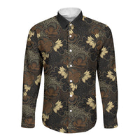 Javanese Batik Semen Long Sleeve Button Shirt Indonesian Traditional Pattern LT01 Unisex Black - Polynesian Pride