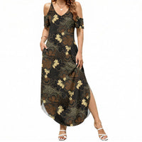 Javanese Batik Semen Summer Maxi Dress Indonesian Traditional Pattern LT01 Women Black - Polynesian Pride