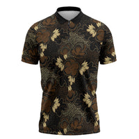 Javanese Batik Semen Zipper Polo Shirt Indonesian Traditional Pattern LT01 Black - Polynesian Pride