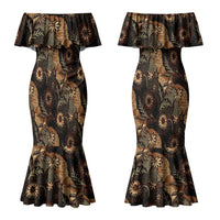 Batik Pedalaman Semen Lereng Style Couples Matching Mermaid Dress and Long Sleeve Button Shirt Indonesian Traditional Pattern LT01 - Polynesian Pride