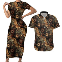 Batik Pedalaman Semen Lereng Style Couples Matching Short Sleeve Bodycon Dress and Hawaiian Shirt Indonesian Traditional Pattern