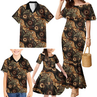 Batik Pedalaman Semen Lereng Style Family Matching Mermaid Dress and Hawaiian Shirt Indonesian Traditional Pattern