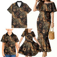 Batik Pedalaman Semen Lereng Style Family Matching Mermaid Dress and Hawaiian Shirt Indonesian Traditional Pattern LT01 - Polynesian Pride